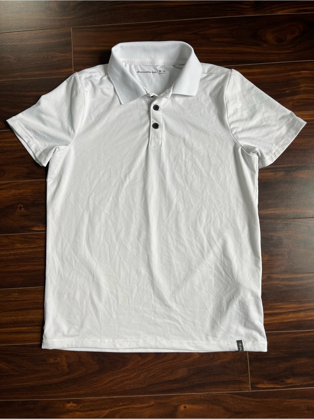 abercrombie kids Boy’s White Polo Shirt with Three-Button Placket, 13/14, EUC